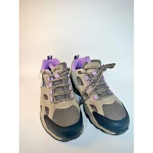 Eddie Bauer Womens Hiking Shoes Size 8 Grey Leather Waterproof Memory Foam Trail